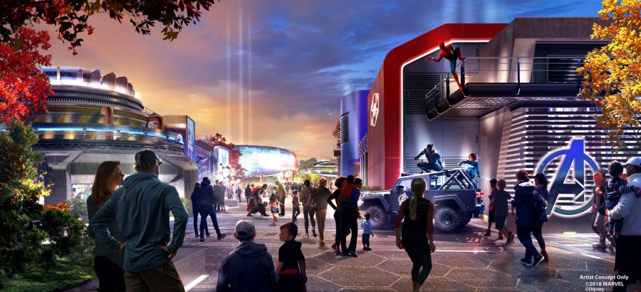 Concept art of Avengers Campus, Walt Disney Studios Park in Paris.
