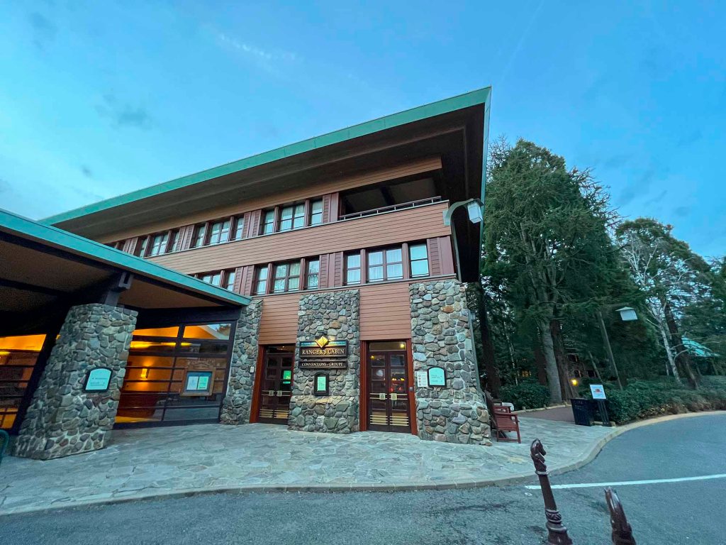 Exterior of Disney's Sequoia Lodge at Disneyland Paris, 2022.