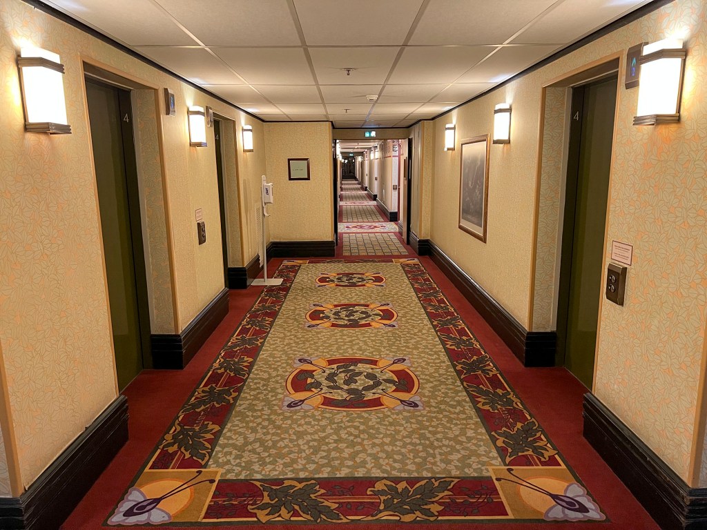 Hotel Hallway at Disney's Sequoia Lodge, Disneyland Paris, 2022.