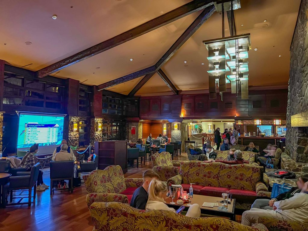 The Redwood Bar at Disney's Sequoia Lodge, Disneyland Paris, 2022.