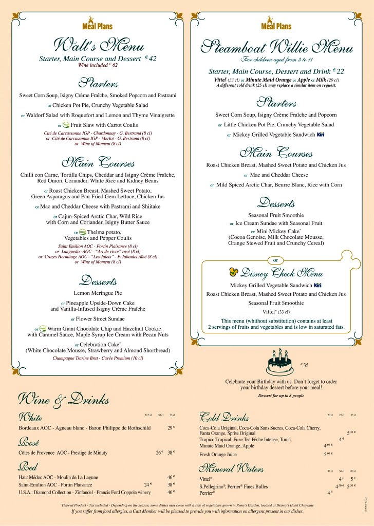30th Anniversary Menu for Menu for Walt’s – an American Restaurant.
