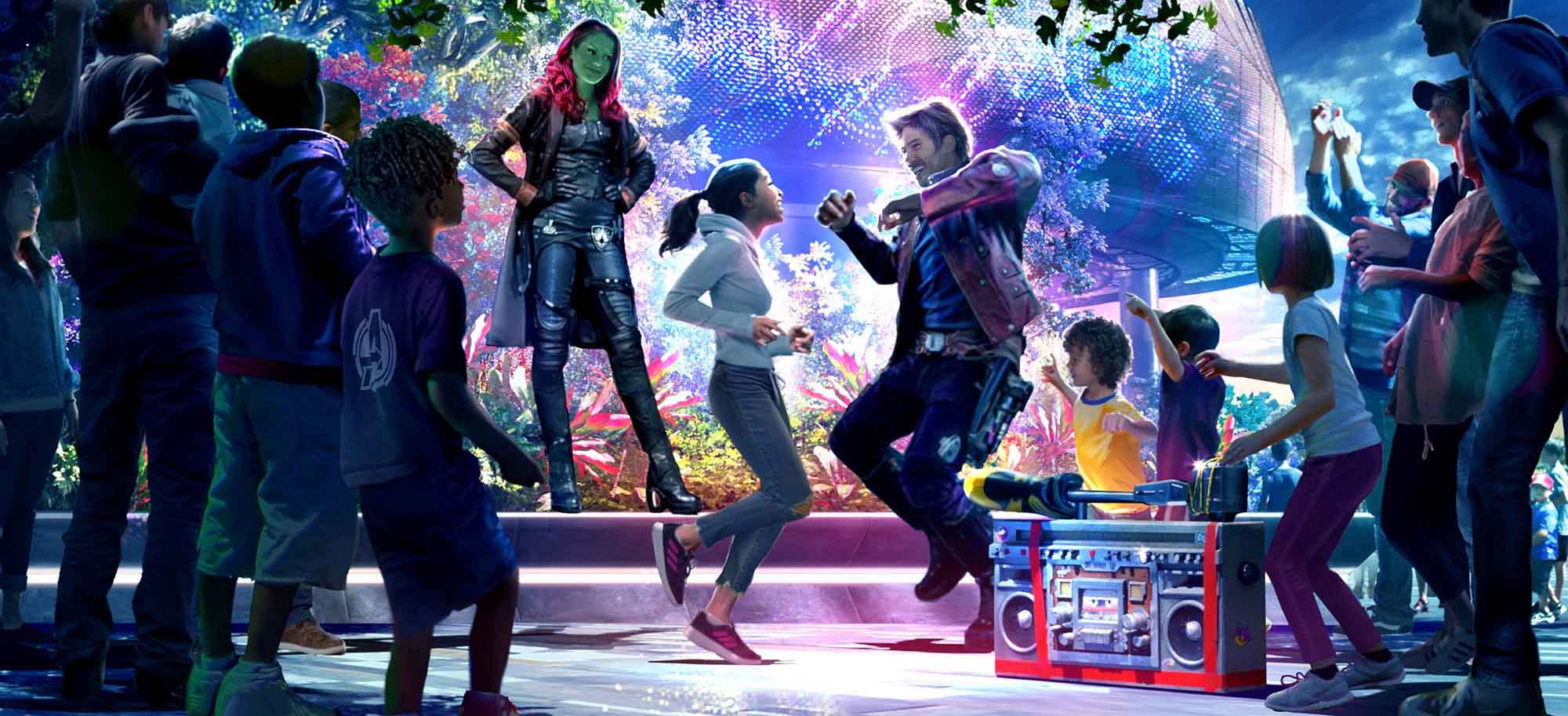 Guardians of the Galaxy Dance Off at Avengers Campus Paris. Source: Disney 