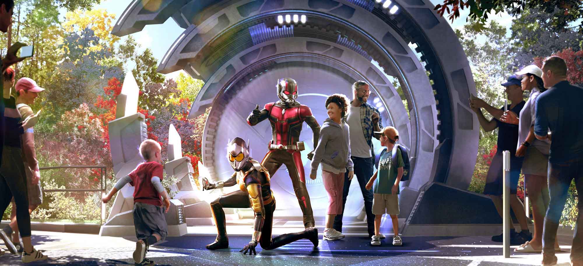 The Gateway Portal outdoor meet and greet location at Avengers Campus in Paris. Source: Disney