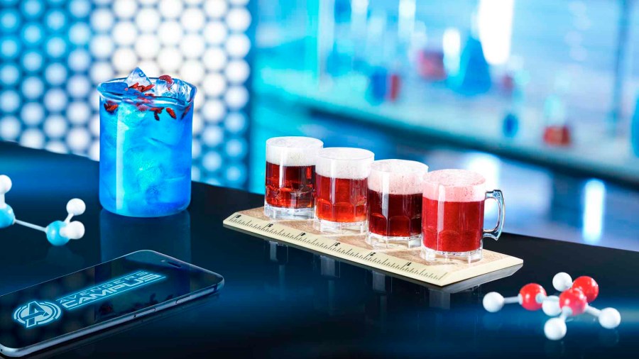 The signature cocktails of PYM Kitchen at Avengers Campus Paris, Walt Disney Studios Park. 