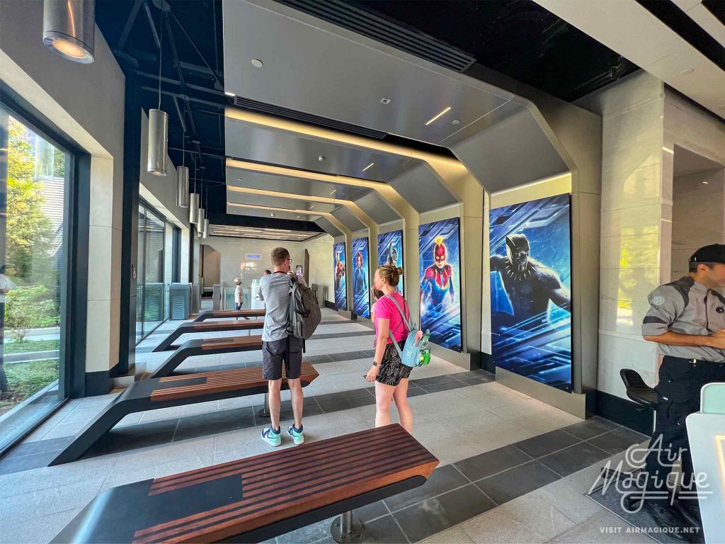 The Hero Training Center waiting area at Avengers Campus Paris, Walt Disney Studios Park.