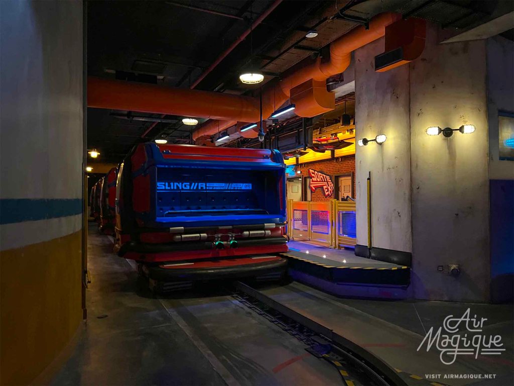 Ride vehicles of Spider-Man W.E.B. Adventure at Avengers Campus, Walt Disney Studios Park.