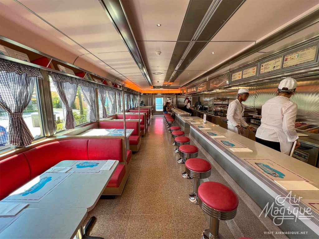 Super Diner a.k.a. the former Café des Cascadeurs interior at Avengers Campus Paris, Walt Disney Studios Park.