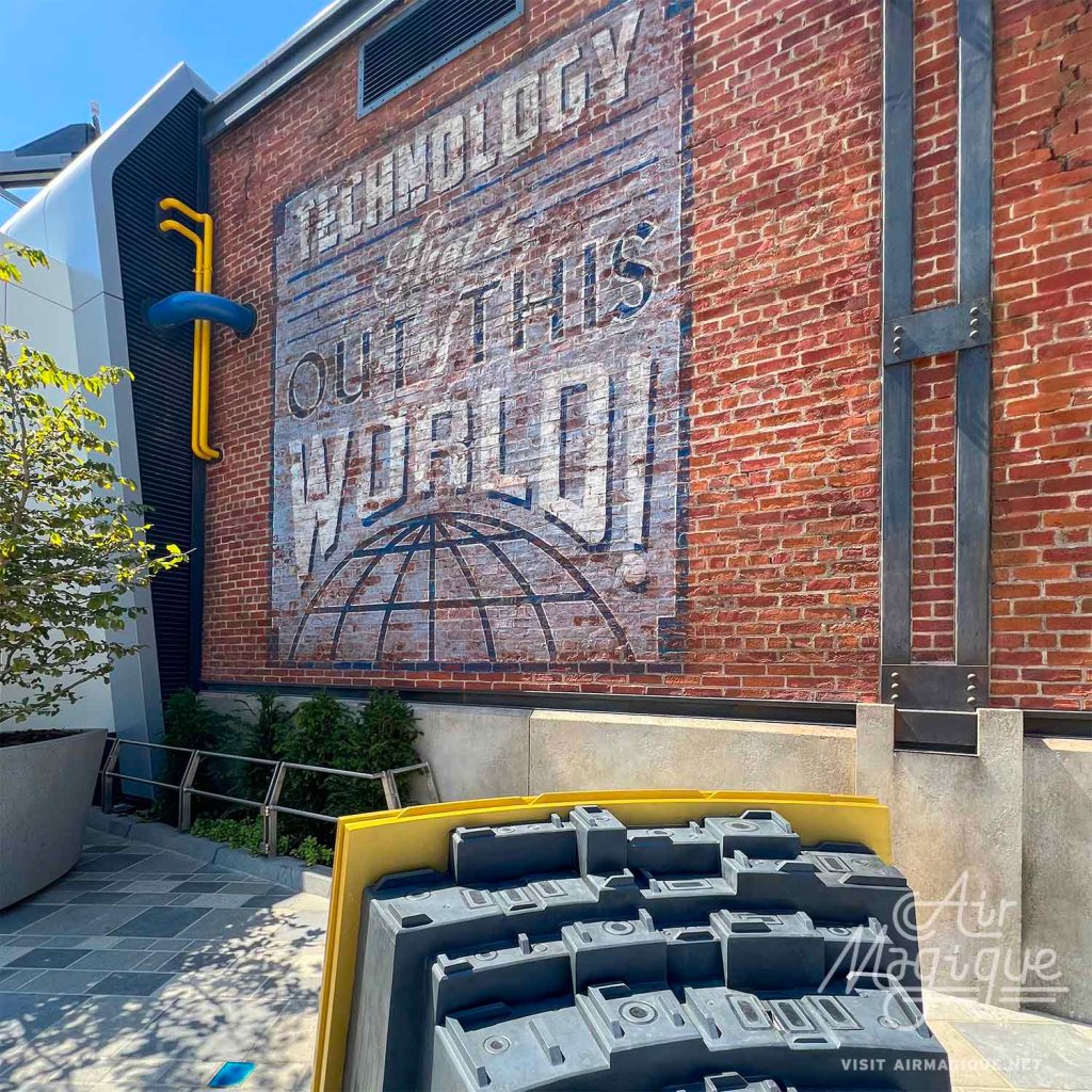 The Asgard Pedestal in front of Spider-Man W.E.B. Adventure, Avengers Campus Paris, Walt Disney Studios Park.