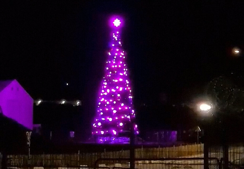Christmas Tree Being Tested Backstage at Disneyland Paris