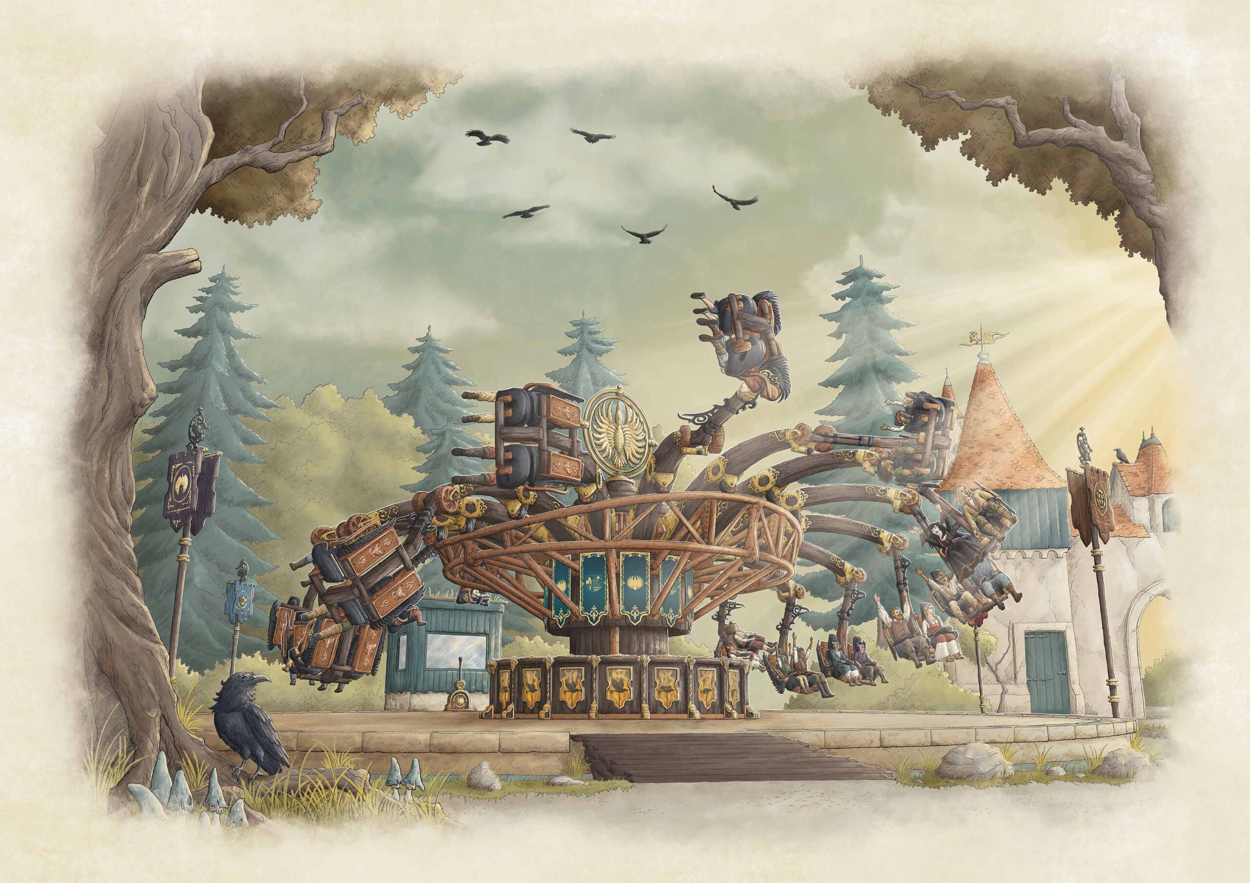 Efteling Unveils Ravenring, a New Interactive Flying Ride Coming to Its Raveleijn Themed Area